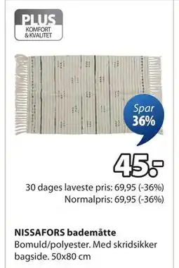 JYSK NISSAFORS bademåtte tilbud