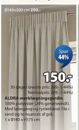 JYSK ALDRA mørklægningsgardin tilbud