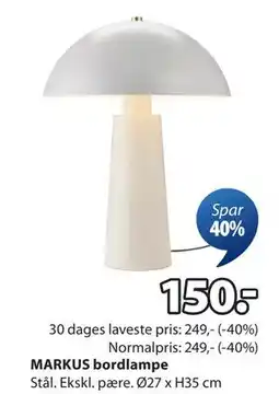 JYSK MARKUS bordlampe tilbud