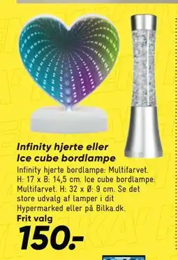 Bilka Infinity hjerte eller Ice cube bordlampe tilbud