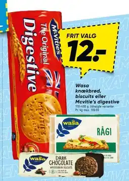 Bilka Wasa knækbrød, biscuits eller Mcvitie’s digestive tilbud