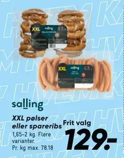 Bilka XXL pølser eller spareribs tilbud
