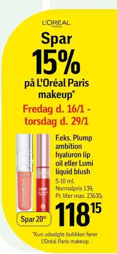 Føtex Spar 15%. på L'Oréal Paris makeup tilbud