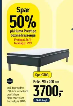 Føtex Spar 50% på Huma Prestige boxmadrassenge tilbud