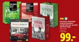 Lidl Vino blanco, Tempranillo Carbernet Sauvignon, Fratelli Felici hvid- og rødvin eller Rosso Puglia tilbud