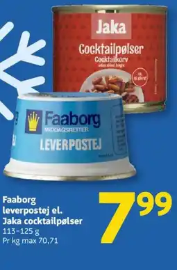 Løvbjerg Faaborg leverpostej el. Jaka cocktailpølser tilbud