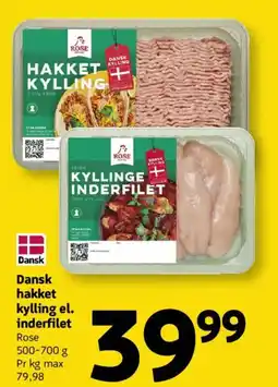 Løvbjerg Dansk hakket kylling el. inderfilet Rose tilbud