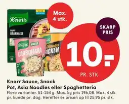 SPAR Knorr Sauce, Snack Pot, Asia Noodles eller Spaghetteria tilbud
