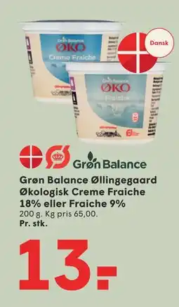 SPAR Grøn Balance Øllingegaard Økologisk Creme Fraiche 18% eller Fraiche 9% tilbud