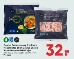 SPAR Gestus Panerede og Ovnklare Fiskefileter eller Gestus Ekstra Store Grønlandske Rejer tilbud