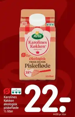 REMA 1000 Karolines Køkken økologisk piskefløde ½ liter tilbud