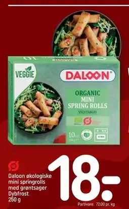 REMA 1000 Daloon økologiske mini springrolls med grøntsager Dybfrost 250 g tilbud
