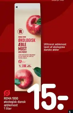 REMA 1000 REMA 1000 økologisk dansk æblemost 1 liter tilbud