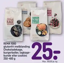 REMA 1000 REMA 1000 glutenfri melblanding Chokoladekage, burgerboller, lagkagebunde eller cookies 250-400 g tilbud
