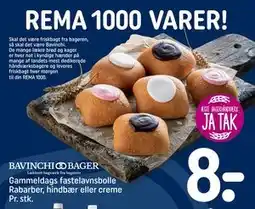 REMA 1000 Gammeldags fastelavnsbolle Rabarber, hindbær eller creme Pr. stk tilbud
