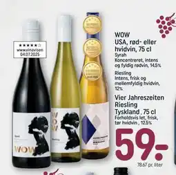 REMA 1000 Vier Jahreszeiten Riesling Tyskland, 75 cl tilbud