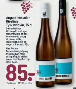 REMA 1000 August Kesseler Riesling Tysk hvidvin, 75 cl tilbud