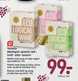 REMA 1000 Vanesa økologisk spansk rød-, hvid- eller rosévin tilbud
