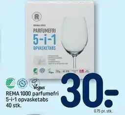 REMA 1000 REMA 1000 parfumefri 5-i-1 opvasketabs 40 stk tilbud