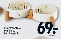 REMA 1000 2 keramikskåle Ø13 cm på bambusstativ tilbud