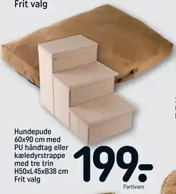 REMA 1000 Hundepude 60x90 cm med PU håndtag eller kæledyrstrappe med tre trin H50xL45xB38 cm Frit valg tilbud