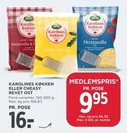 MENY KAROLINES KØKKEN ELLER CHEASY REVET OST tilbud