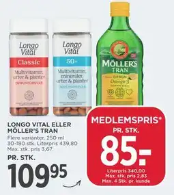 MENY LONGO VITAL ELLER MÖLLER’S TRAN tilbud