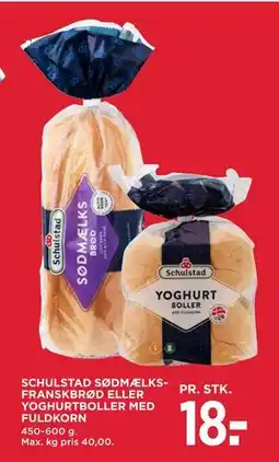 MENY SCHULSTAD SØDMÆLKSFRANSKBRØD ELLER YOGHURTBOLLER MED FULDKORN tilbud