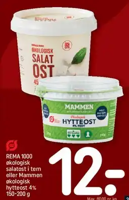 REMA 1000 Økologisk salatost i tern eller Mammen økologisk hytteost tilbud