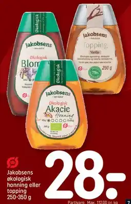 REMA 1000 Jakobsens økologisk honning eller topping tilbud