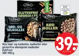 REMA 1000 Mou kød- og melboller, kødboller eller glutenfrie økologiske kødboller tilbud