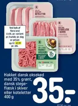 REMA 1000 Hakket dansk oksekød / stegflæsk / koteletter tilbud