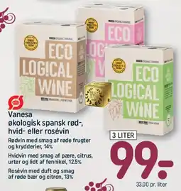 REMA 1000 Vanesa økologisk spansk vin (bag-in-box) tilbud