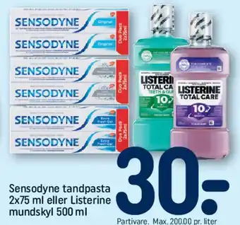 REMA 1000 Sensodyne tandpasta / Listerine mundskyl tilbud