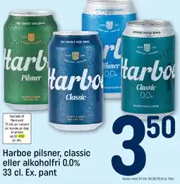 REMA 1000 Harboe pilsner, classic eller alkoholfri 0.0% tilbud