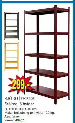 Harald Nyborg Stålreol 5 hylder tilbud