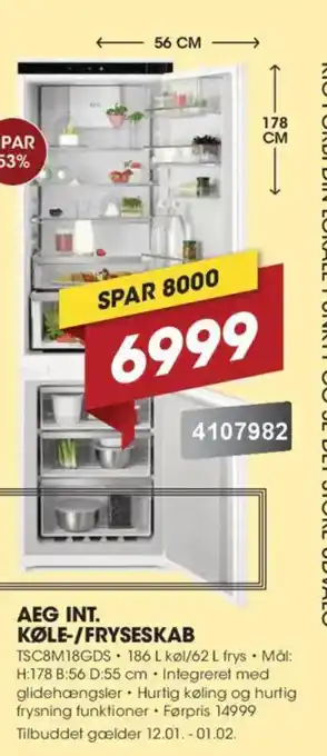 Punkt1 Aeg int. køle-/fryseskab tilbud