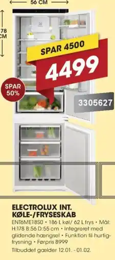 Punkt1 Electrolux int. køle-/fryseskab tilbud