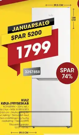 Punkt1 Kulz køle-/fryseskab tilbud