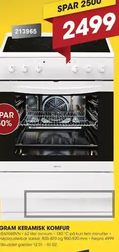 Punkt1 Gram keramisk komfur tilbud