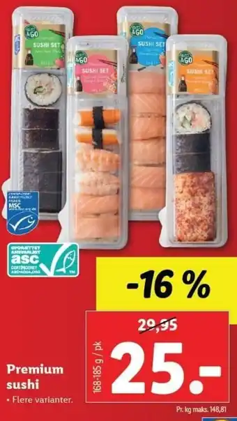 Lidl Premium Sushi 168-185g tilbud