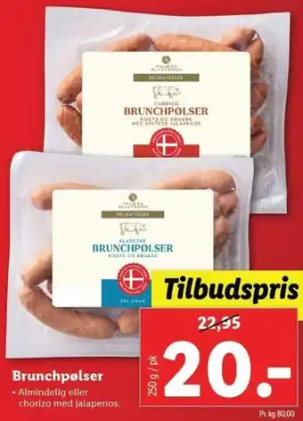 Lidl Brunchpølser 250g tilbud