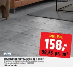 jem & fix GULVKLINKE PIETRA GREY 30 X 60 CM tilbud