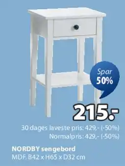 JYSK NORDRY sengebord tilbud