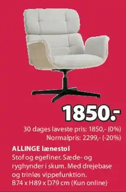 JYSK ALINGE lænestol tilbud