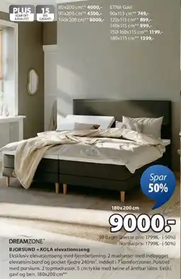 JYSK DREAMZONE® BJØRSUND + KOLA elevationsseng tilbud