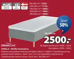 JYSK DREAMZONE DINGLA + MURU boxmadras tilbud