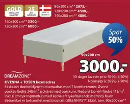 JYSK DREAMZONE KVENNA + TOSSEN boxmadras tilbud