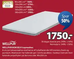 JYSK WELLPUR BOKSELV topmadras tilbud