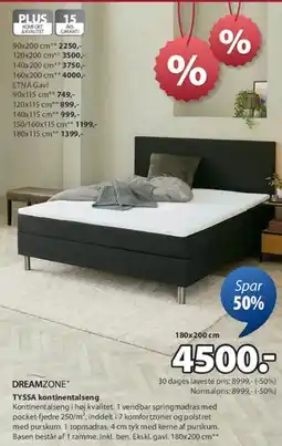 JYSK DREAMZONE TYSKA kontinentalseng tilbud